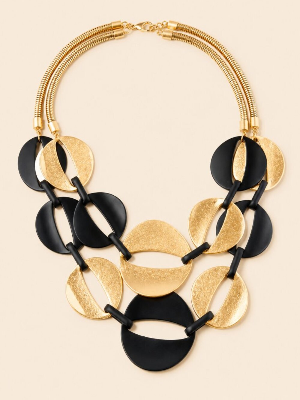 MarlaWynne Crinkle Mixed-Metal Bib Necklace